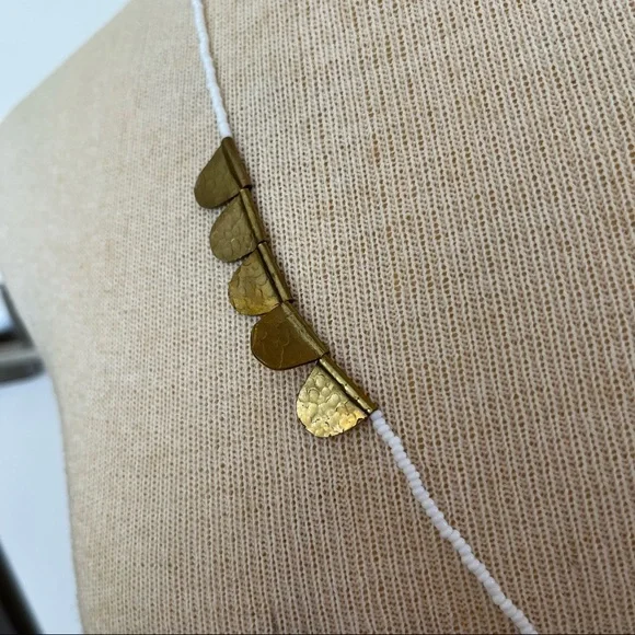 Hammered Gold and Bead Necklace - Picture 15 of 15